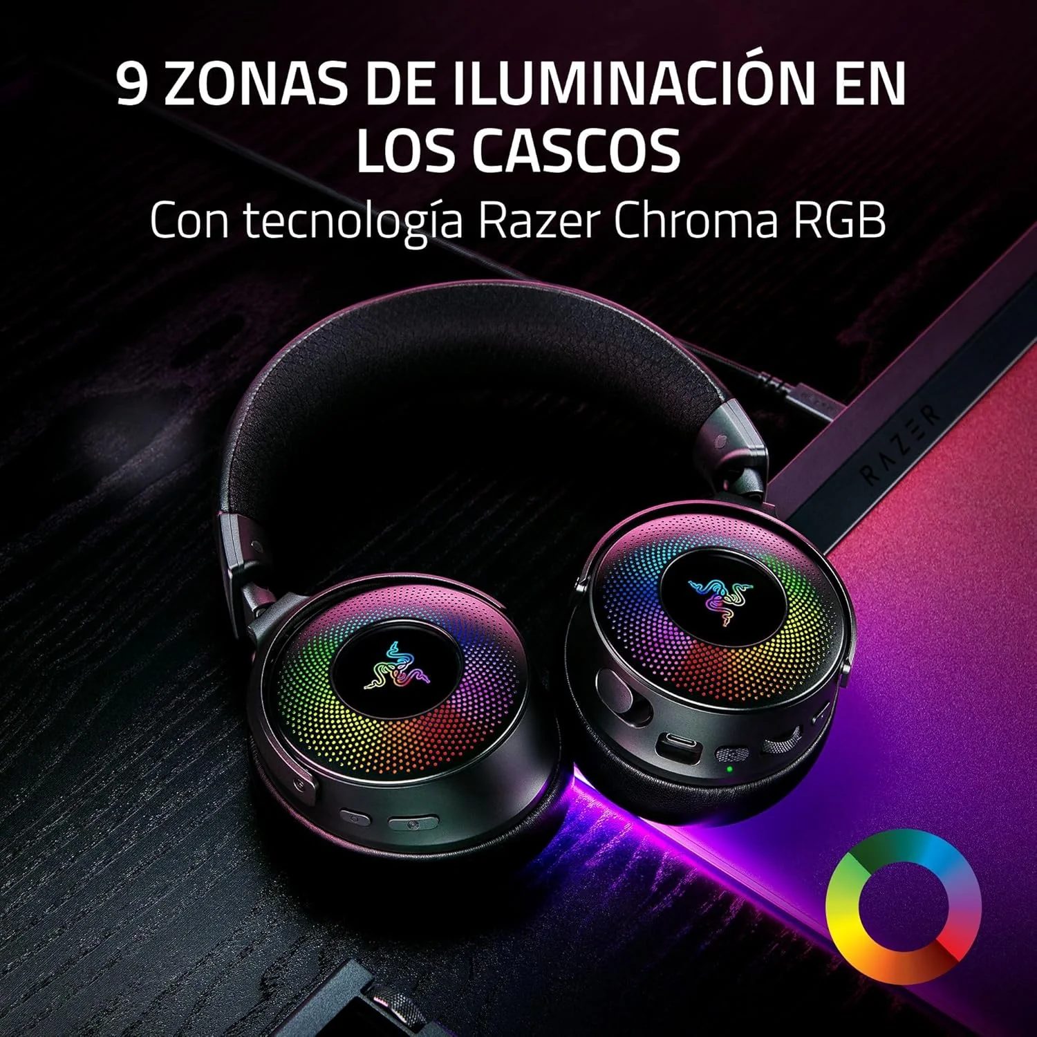 Auscultadores Razer Kraken V4 Pro Wireless Bluetooth USB-C Triple Connection Surround Bidirecional Mic - Imagem 11