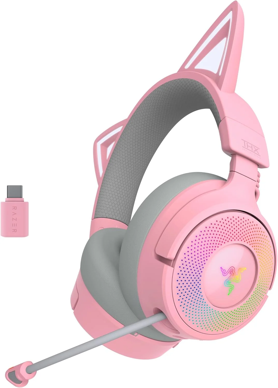 Auscultadores Gaming Razer Kraken Kitty V3 Pro Quartz Wireless Bluetooth 5.3 Rosa