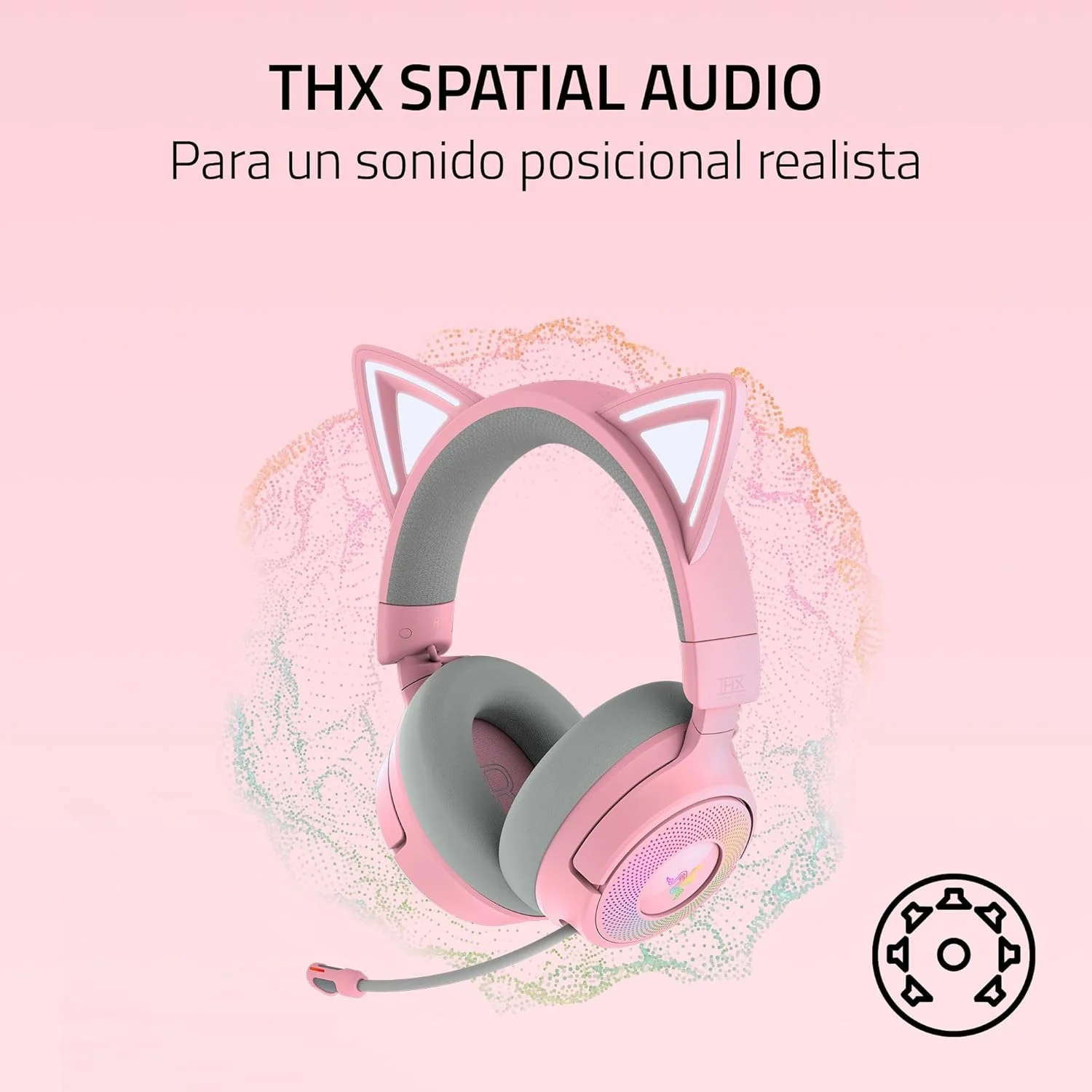 Auscultadores Gaming Razer Kraken Kitty V3 Pro Quartz Wireless Bluetooth 5.3 Rosa - Imagem 6