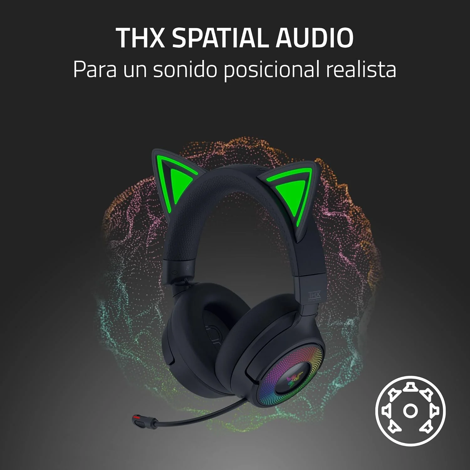 Auscultadores Gaming Razer Kraken Kitty V3 Pro Wireless Bluetooth 5.3 Preto - Imagem 6