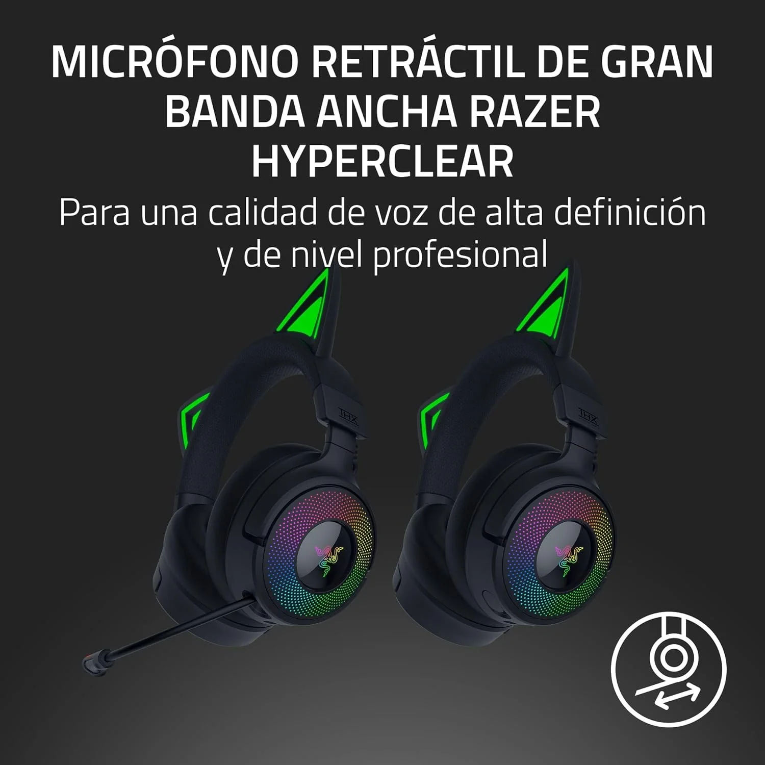 Auscultadores Gaming Razer Kraken Kitty V3 Pro Wireless Bluetooth 5.3 Preto - Imagem 4