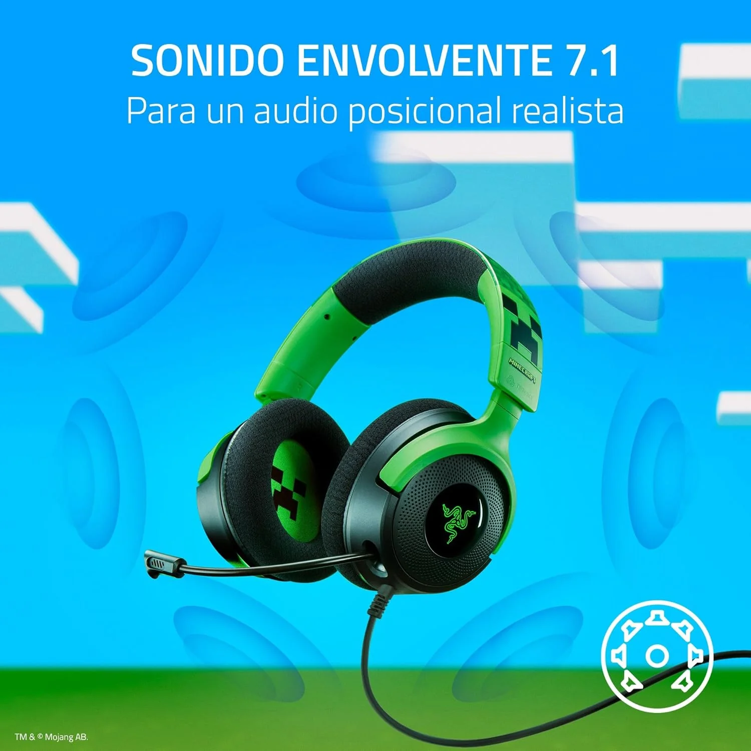 Auscultadores Gaming Razer Kraken V4 X Minecraft Edition - Imagem 5