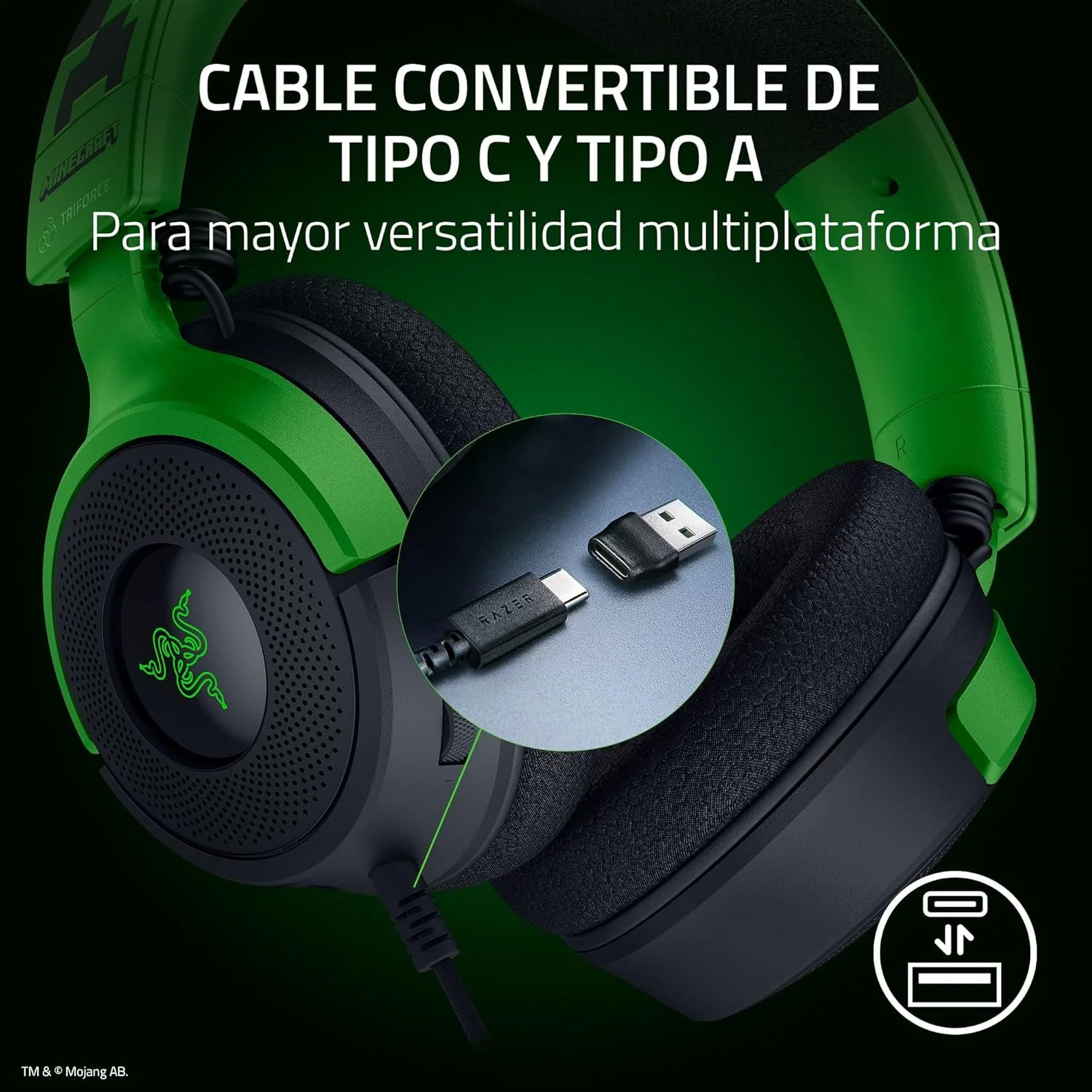 Auscultadores Gaming Razer Kraken V4 X Minecraft Edition - Imagem 7