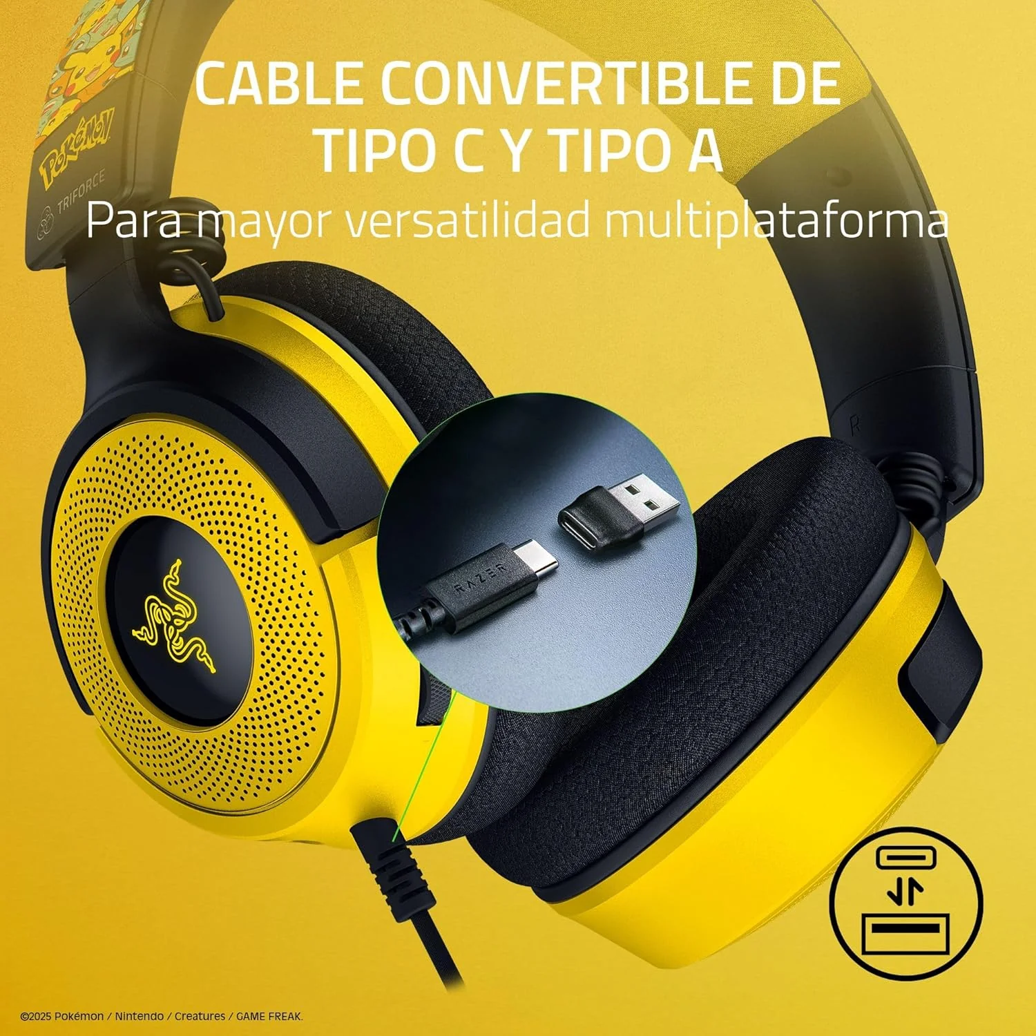 Auscultadores Gaming Razer Kraken V4 X Pokémon Kanto Starters Edição Limitada USB - Imagem 6