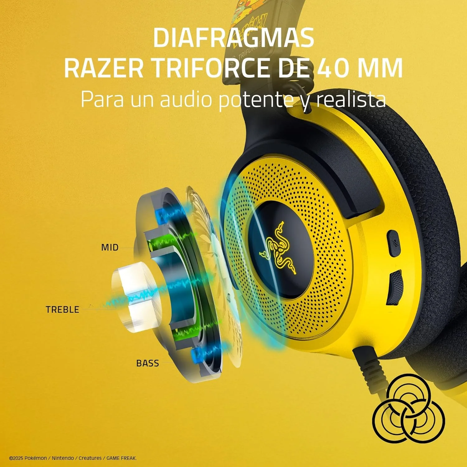 Auscultadores Gaming Razer Kraken V4 X Pokémon Kanto Starters Edição Limitada USB - Imagem 2