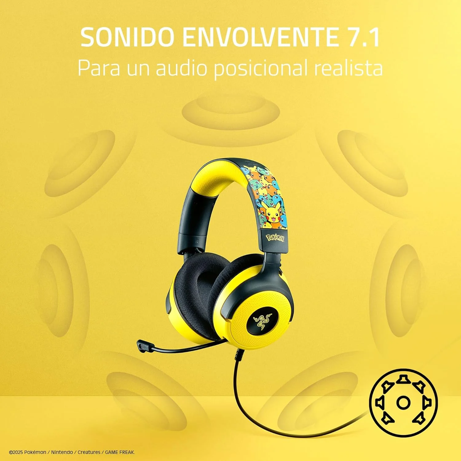 Auscultadores Gaming Razer Kraken V4 X Pokémon Kanto Starters Edição Limitada USB - Imagem 4