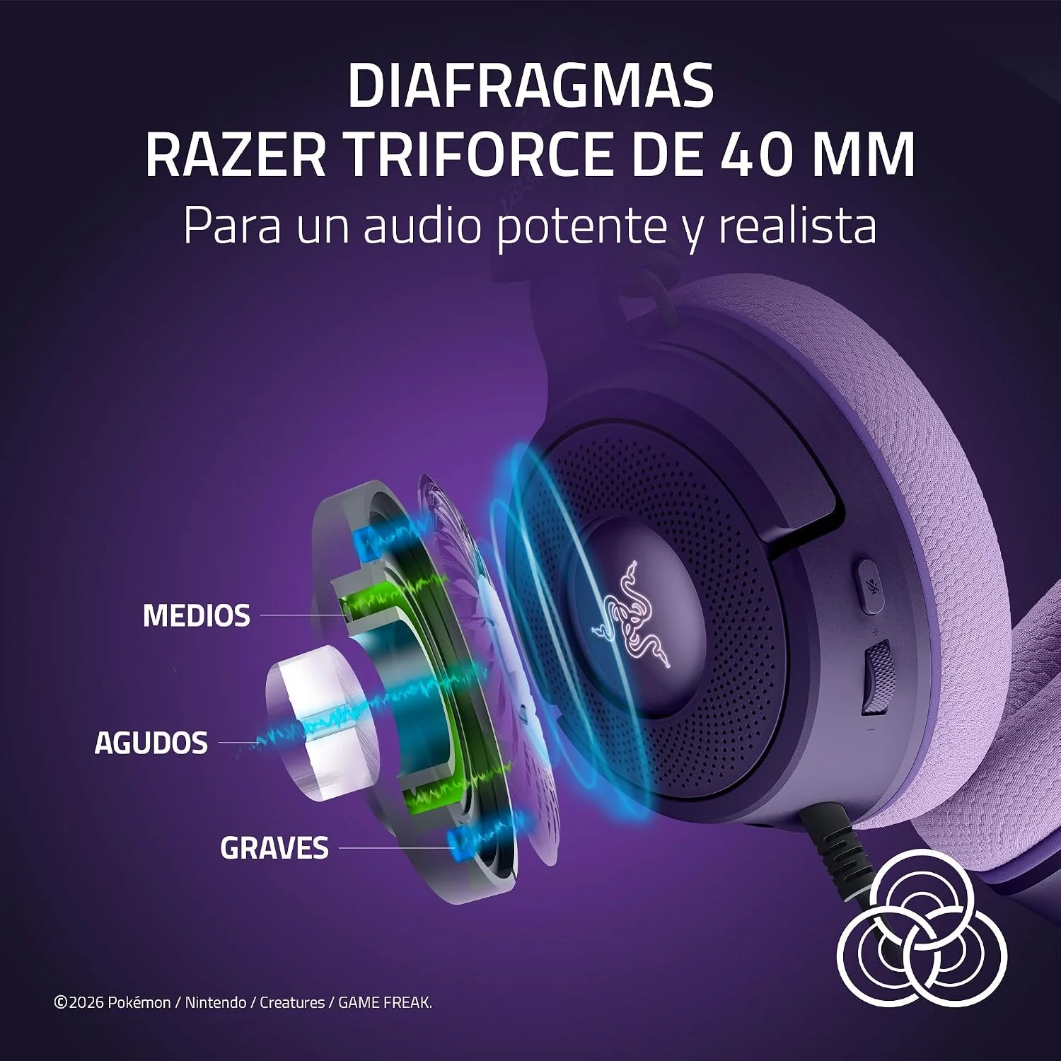 Auriculares Gaming Razer Kraken V4 X Edição Pokémon Espeon/Umbreon - Imagem 2