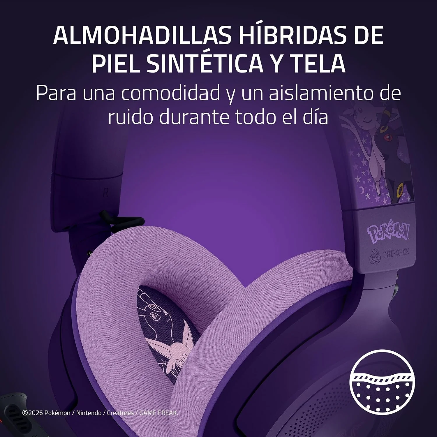Auriculares Gaming Razer Kraken V4 X Edição Pokémon Espeon/Umbreon - Imagem 5
