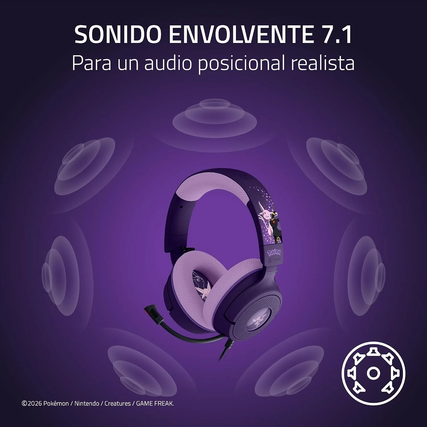 Auriculares Gaming Razer Kraken V4 X Edição Pokémon Espeon/Umbreon - Imagem 4