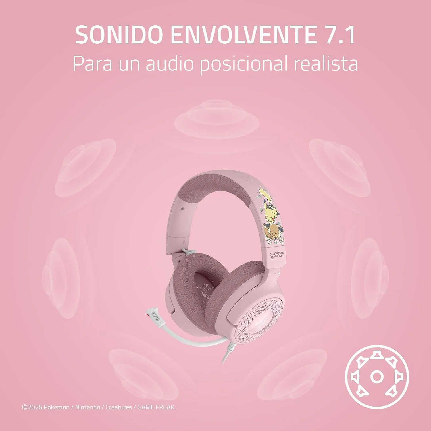 Auscultadores Razer Kraken V4 X Edição Pokémon Pikachu Eevee Wireless USB-C RGB Gaming Colecionador - Imagem 4