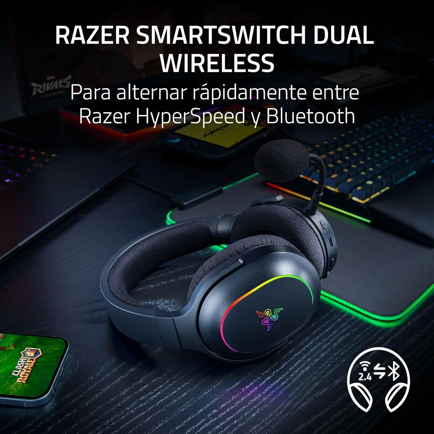 Auscultadores Gaming Sem Fios Razer Barracuda X Chroma Preto - Imagem 2