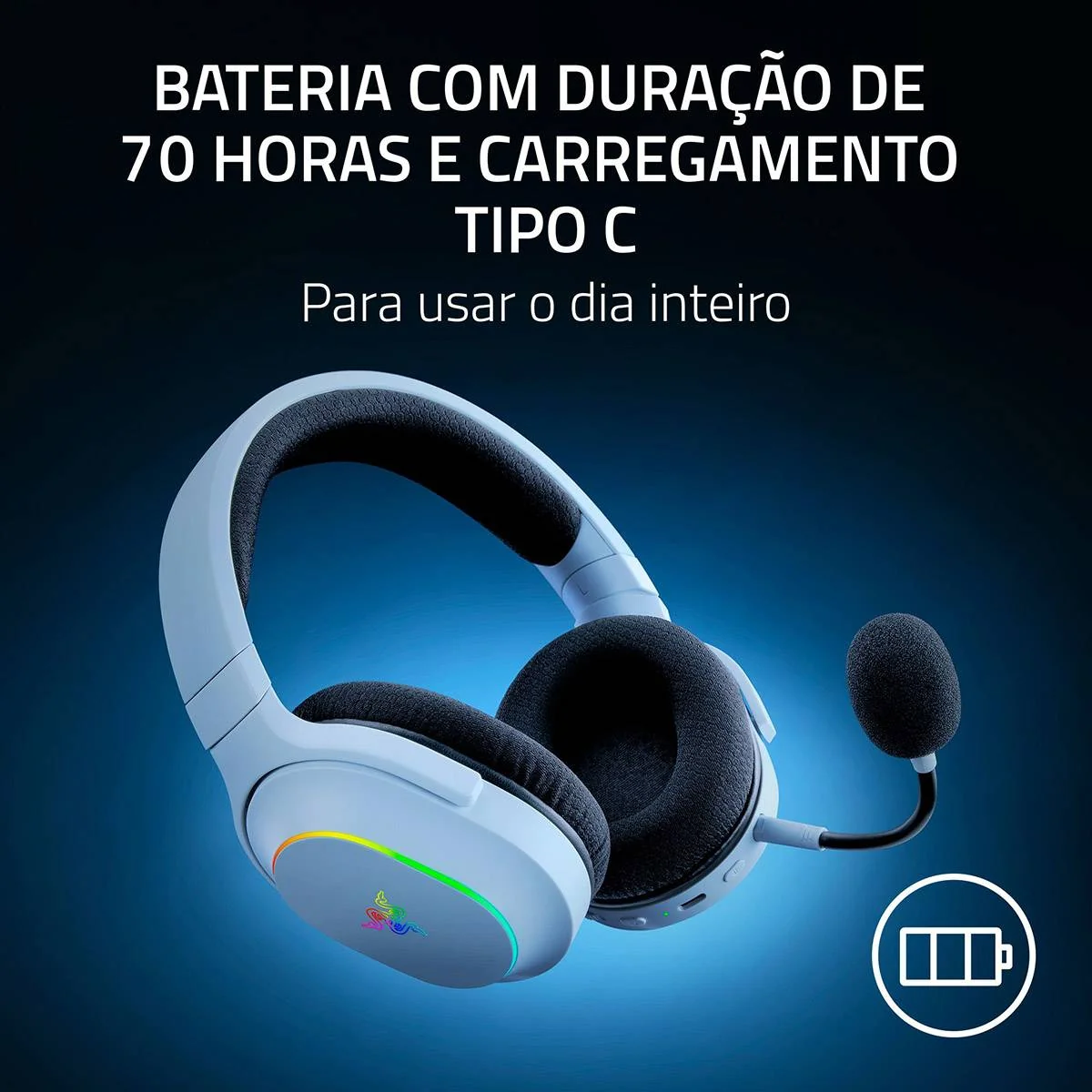 Auscultadores Gaming Sem Fios Razer Barracuda X Chroma Branco - Imagem 7