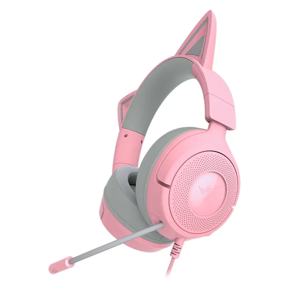 Auscultadores Razer Kraken Kitty V3 X Cor Quartz Rosa Wireless USB RGB Orelhas Gato Streaming - Imagem 3