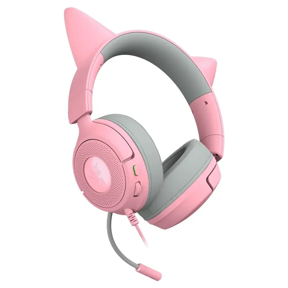 Auscultadores Razer Kraken Kitty V3 X Cor Quartz Rosa Wireless USB RGB Orelhas Gato Streaming - Imagem 2