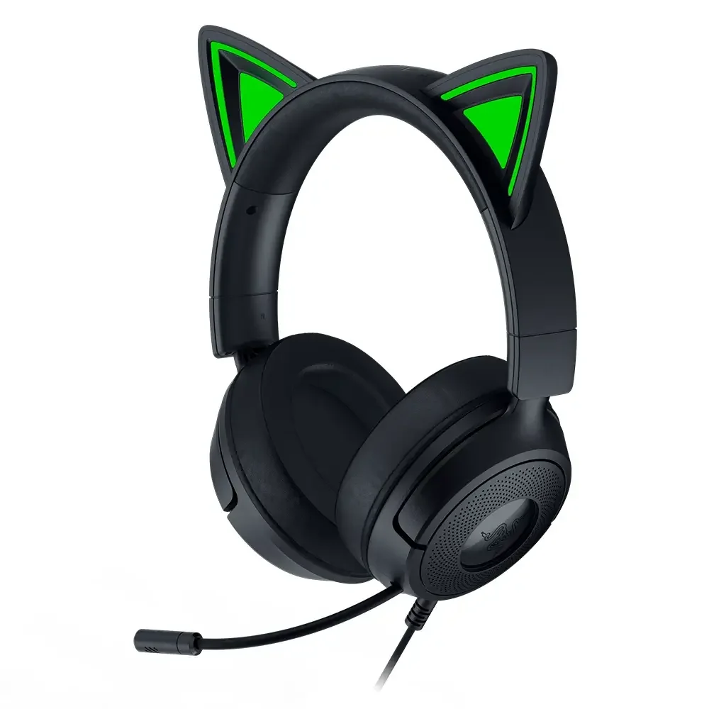 Auscultadores Gaming Razer Kraken Kitty V3 X Preto RGB Chroma Orelhas Gato USB