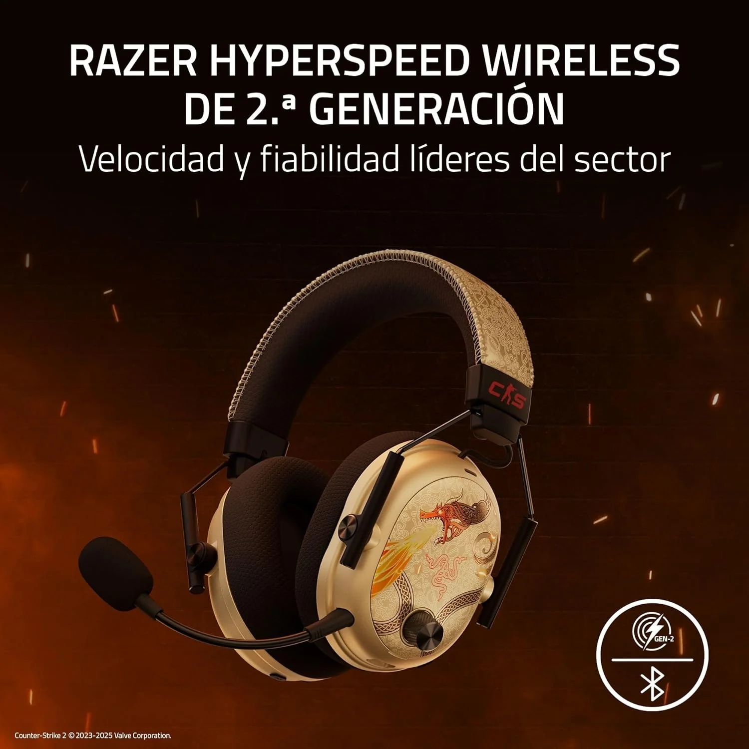 Auscultadores Gaming Razer BlackShark V3 Pro Counter-Strike 2 Edition Wireless ANC 70H - Imagem 3