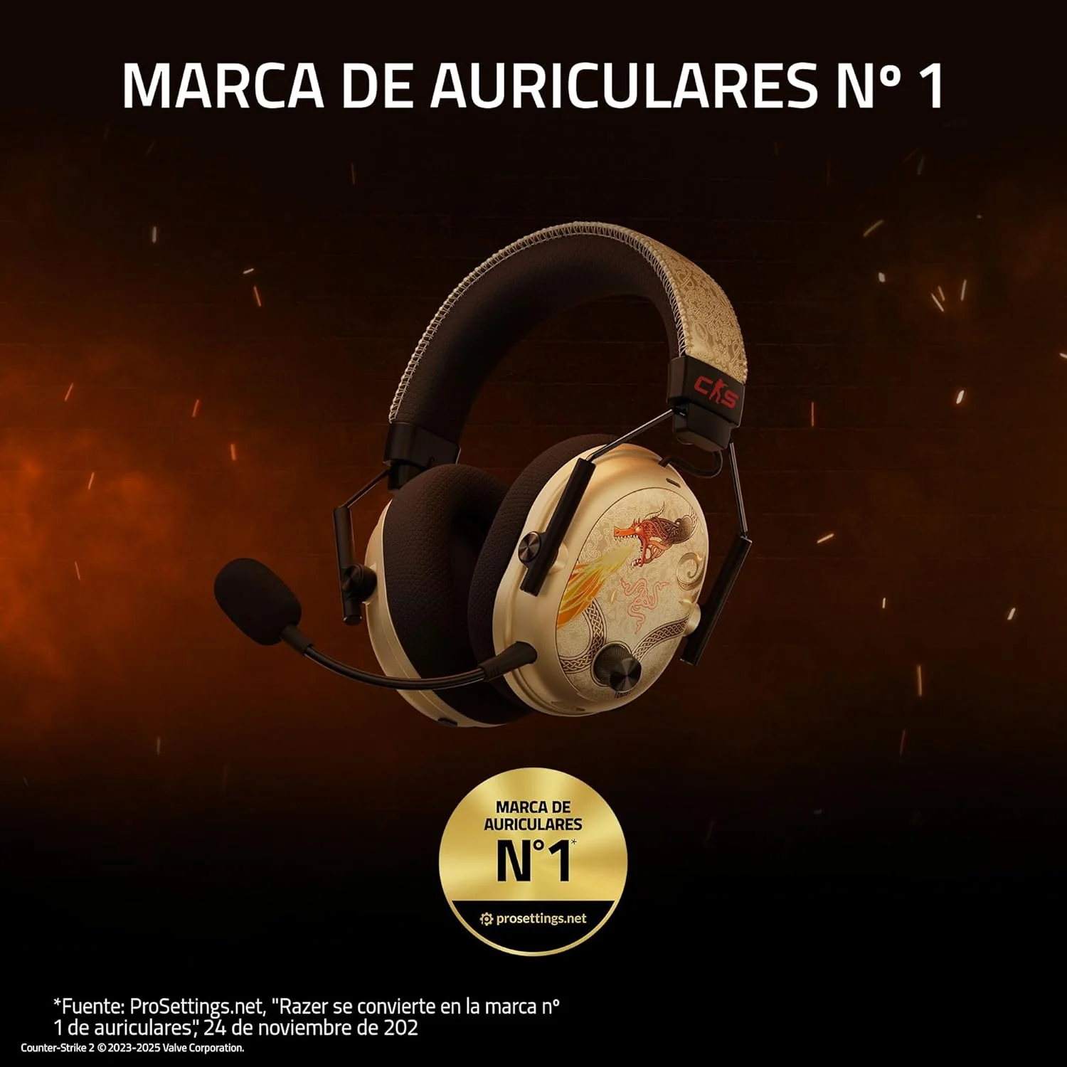 Auscultadores Gaming Razer BlackShark V3 Pro Counter-Strike 2 Edition Wireless ANC 70H - Imagem 2
