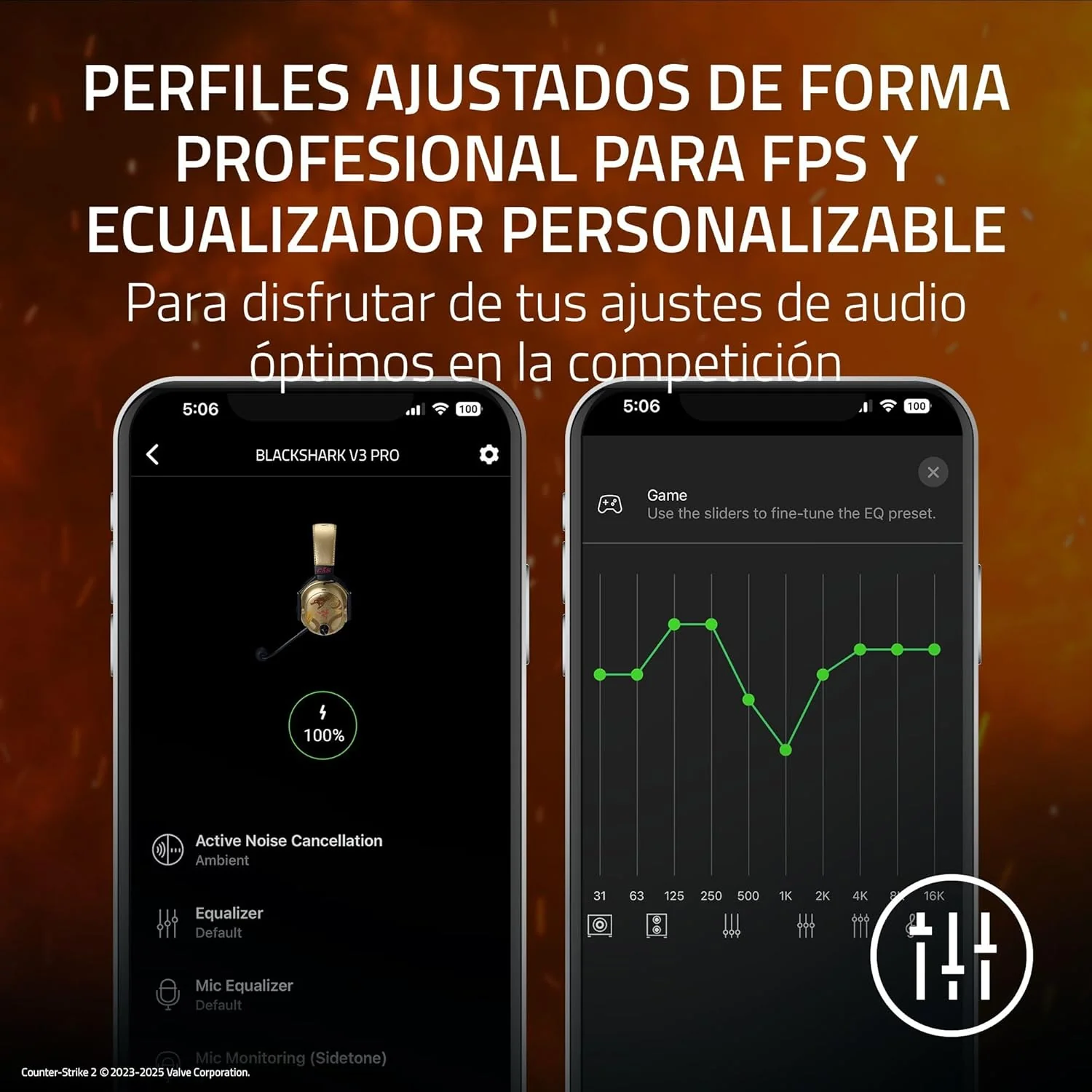 Auscultadores Gaming Razer BlackShark V3 Pro Counter-Strike 2 Edition Wireless ANC 70H - Imagem 9