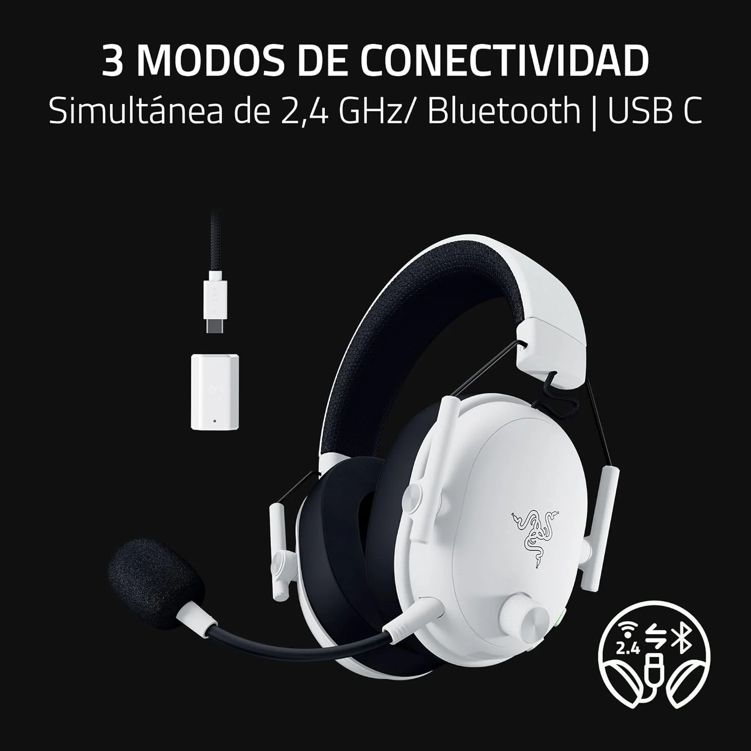 Auscultadores Gaming Razer BlackShark V3 Wireless Branco - Imagem 9
