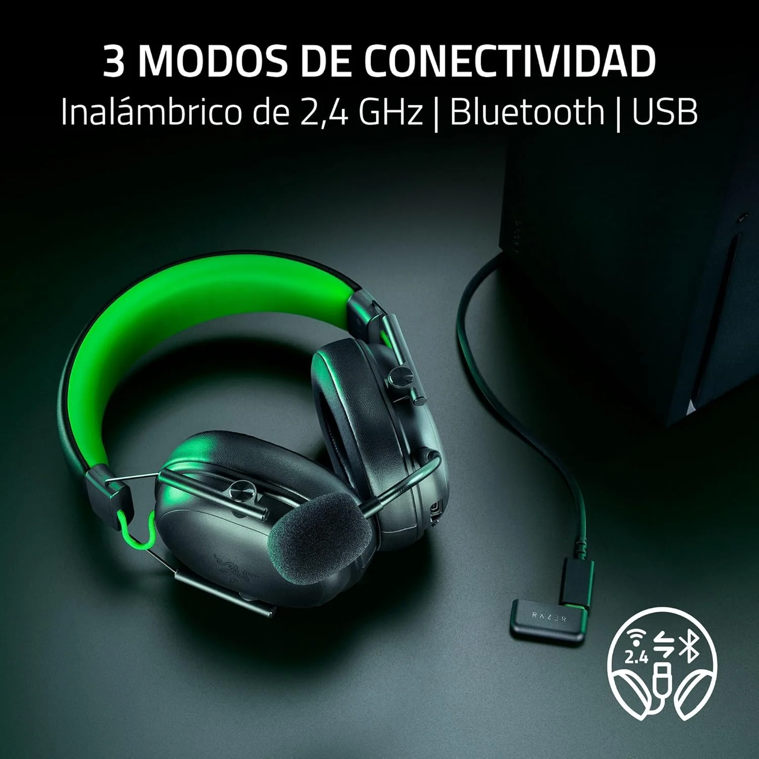 Auscultadores Razer BlackShark V3 X HyperSpeed for Xbox Wireless 2.4GHz Bluetooth Multi-Conexão Preto - Imagem 6