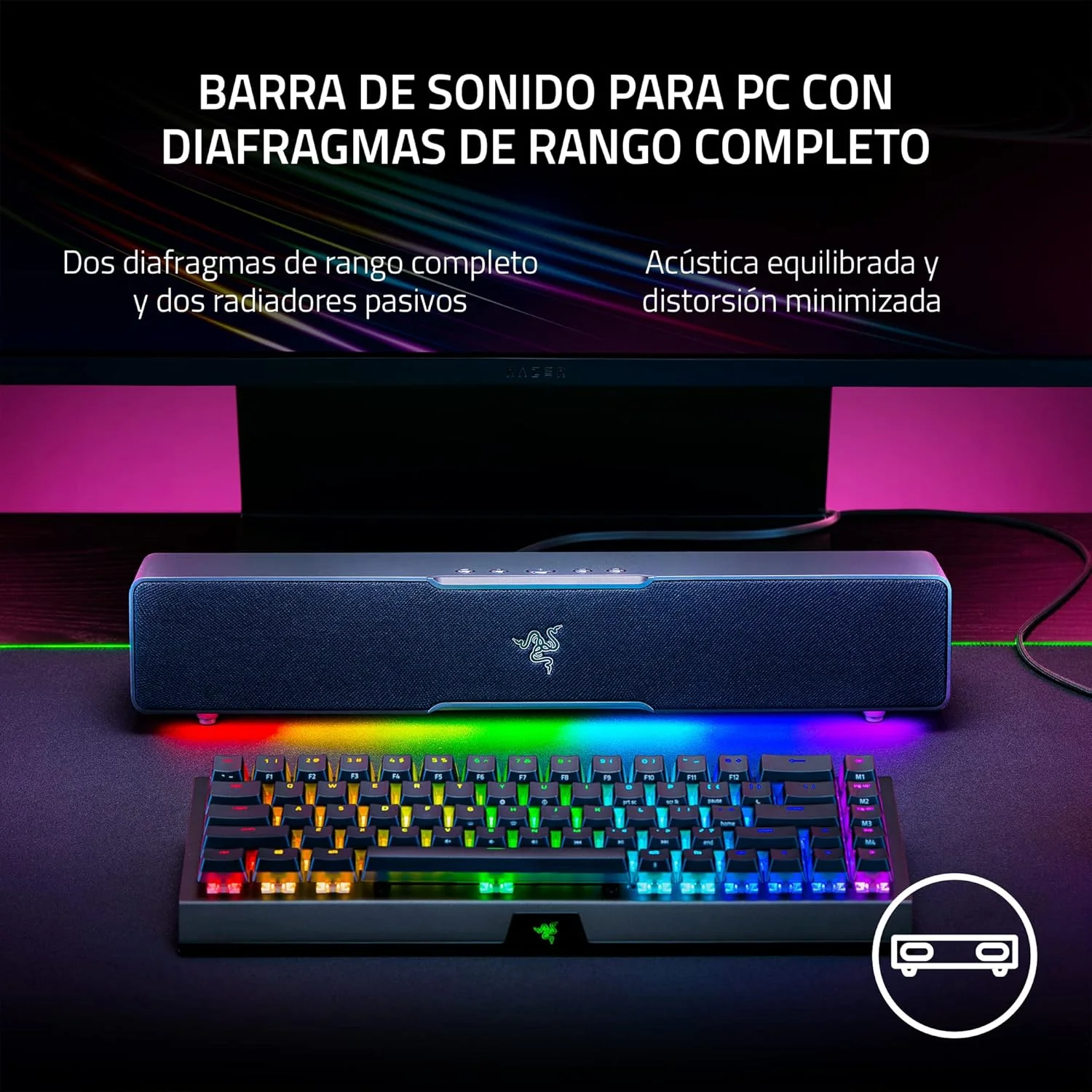 Soundbar gaming Razer Leviathan V2 X para PC Bluetooth 5.0 65 W RMS preta - Imagem 3