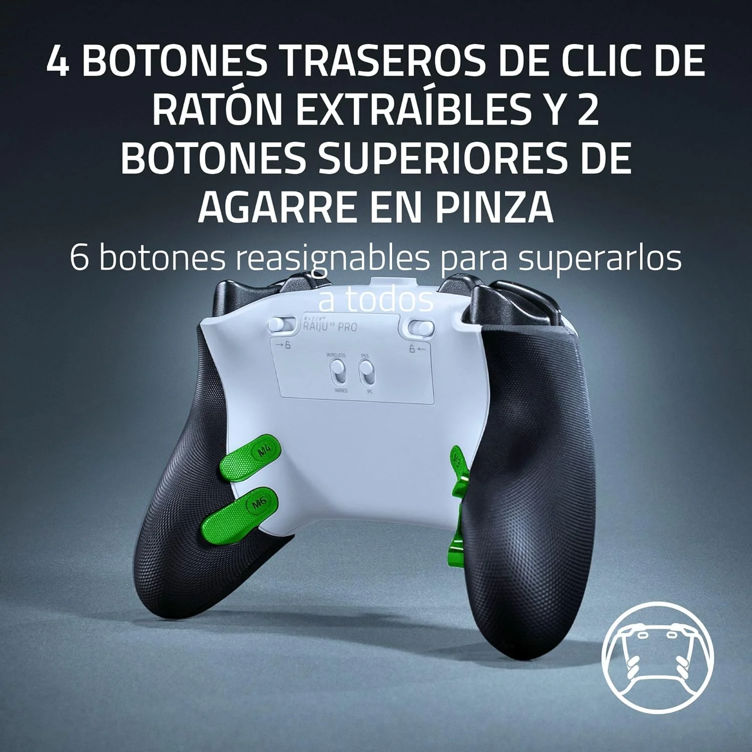 Comando Gaming Razer Raiju V3 Pro PlayStation 5 e PC Branco - Imagem 3