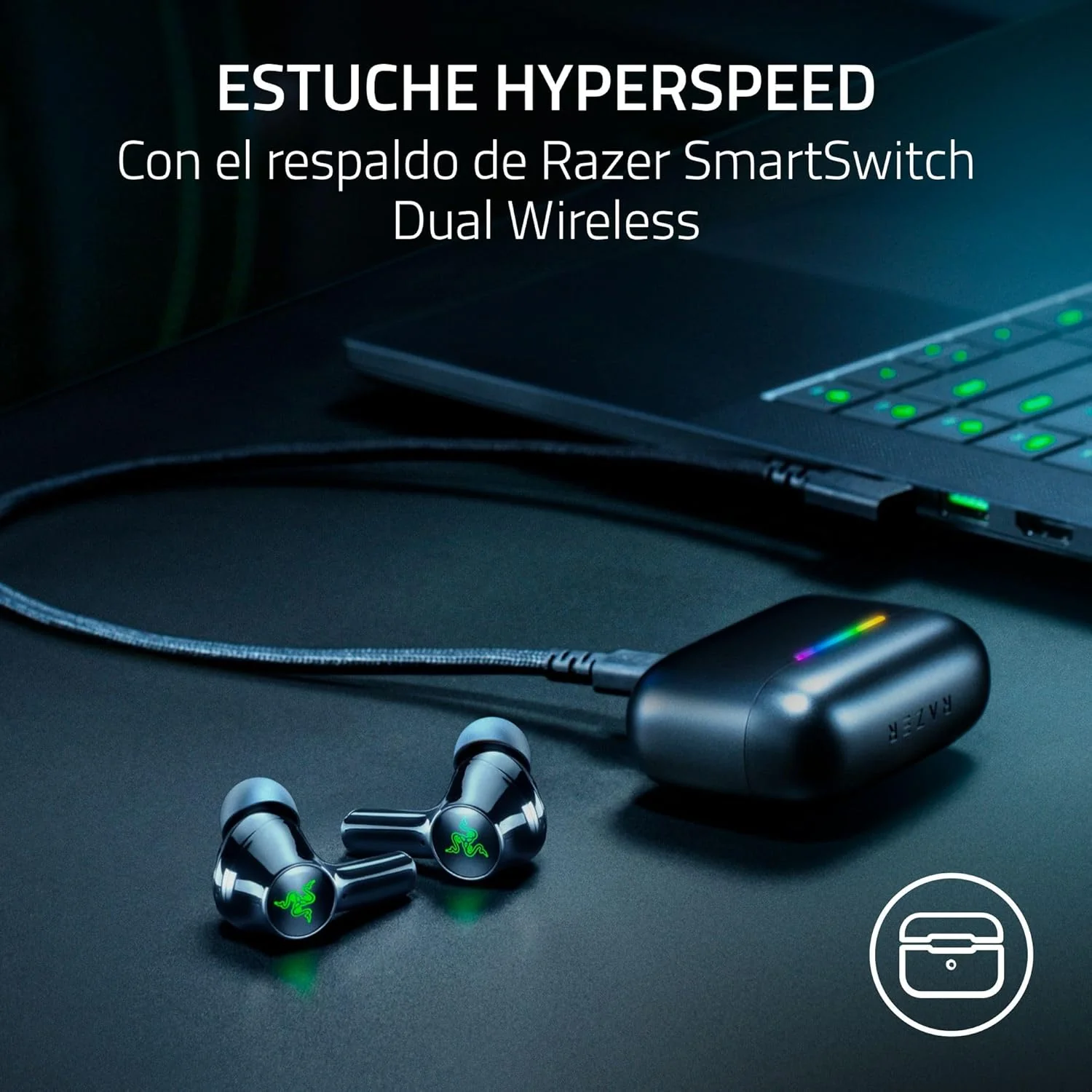 Auriculares Gaming Razer Hammerhead V3 X HyperSpeed Wireless 2.4GHz Bluetooth 5.3 35H - Imagem 3