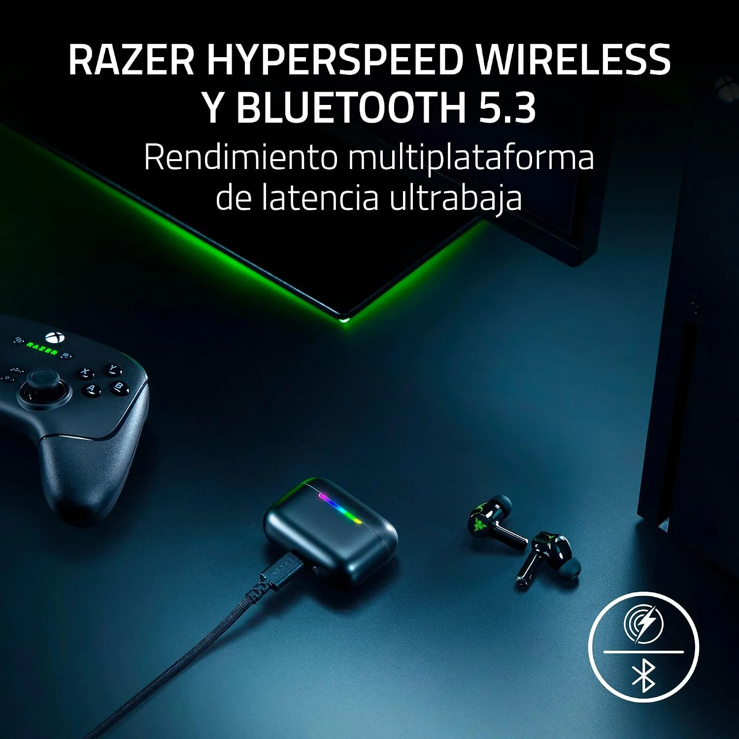 Auriculares True Wireless Razer Hammerhead V3 X HyperSpeed for Xbox Bluetooth Gaming Mobile In-Ear - Imagem 2