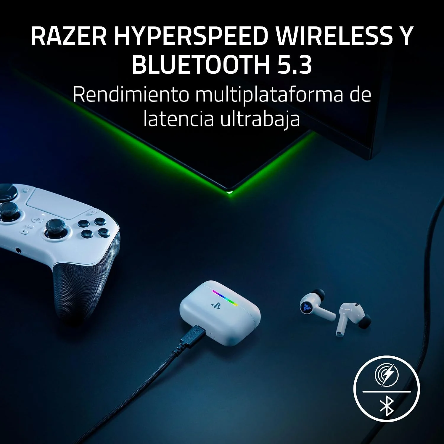 Auriculares gaming Razer Hammerhead V3 X HyperSpeed para PlayStation - Imagem 2