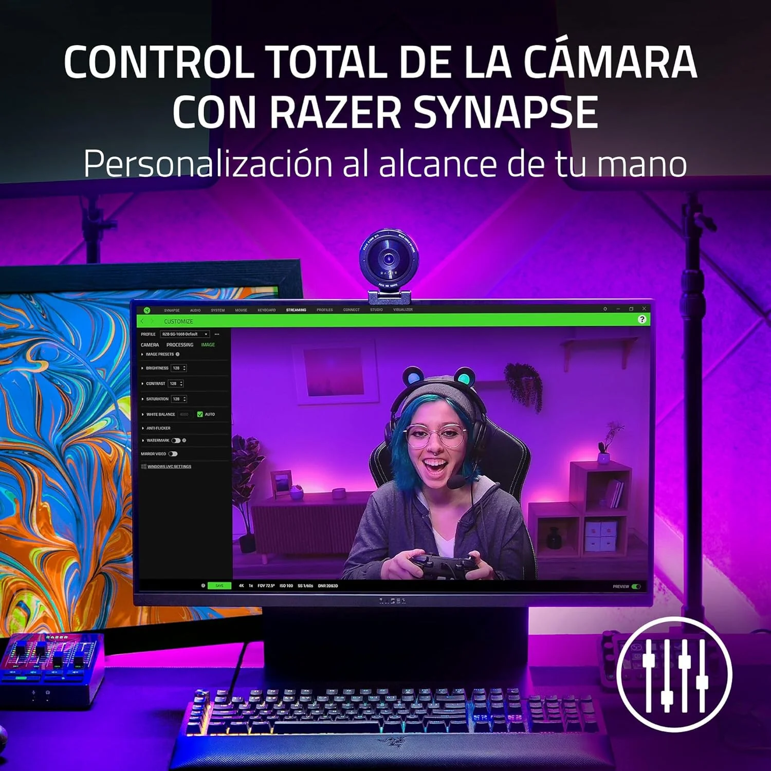 Webcam Full HD Razer Kiyo Pro 1080p 60fps USB Streaming Preta - Imagem 7