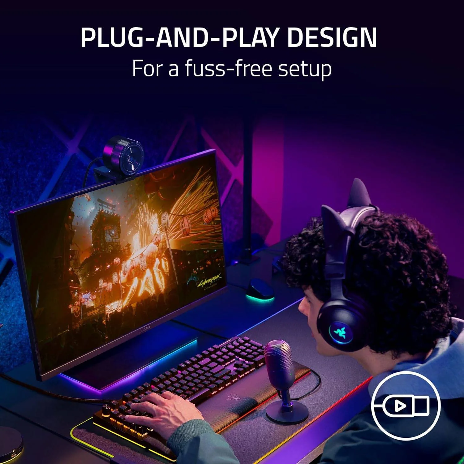 Microfone Streaming Razer Seiren V3 Mini USB Cardióide para Podcast Vlog Streaming Compacto Preto - Imagem 6