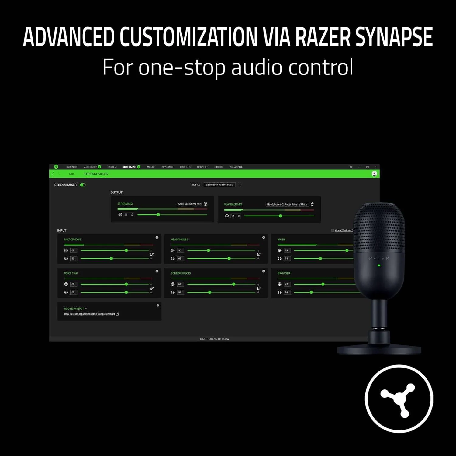 Microfone Streaming Razer Seiren V3 Mini USB Cardióide para Podcast Vlog Streaming Compacto Preto - Imagem 7