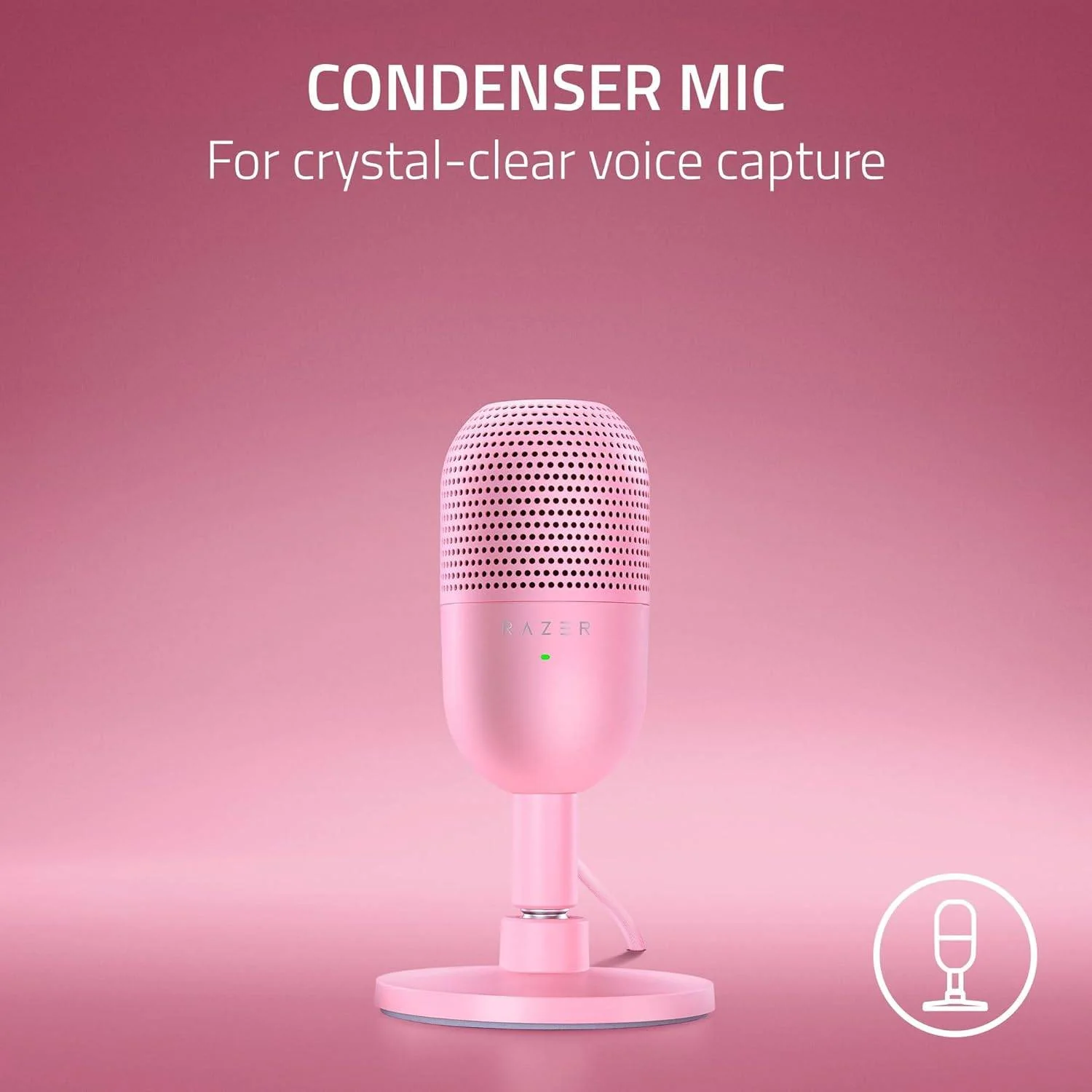 Microfone USB Razer Seiren V3 Mini Quartz Rosa para Streaming e Podcasting - Imagem 2