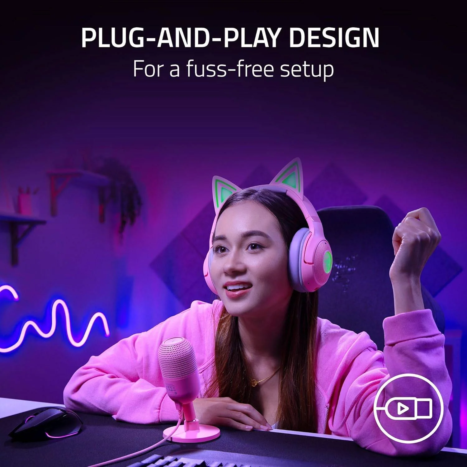 Microfone USB Razer Seiren V3 Mini Quartz Rosa para Streaming e Podcasting - Imagem 6