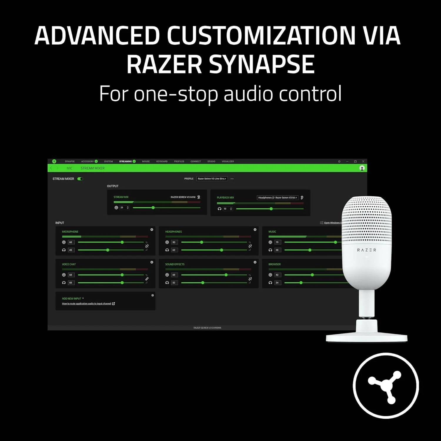 Microfone Razer Seiren V3 Mini Branco USB Condensador Supercardióide Streaming - Imagem 7