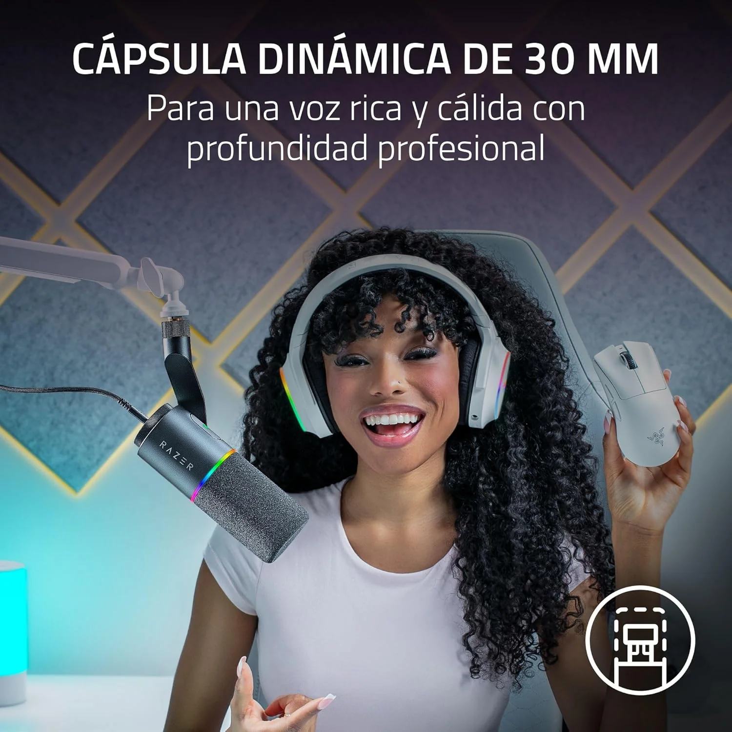 Auscultadores Gaming Razer Seiren V3 PRO Streaming Studio Preto - Imagem 5