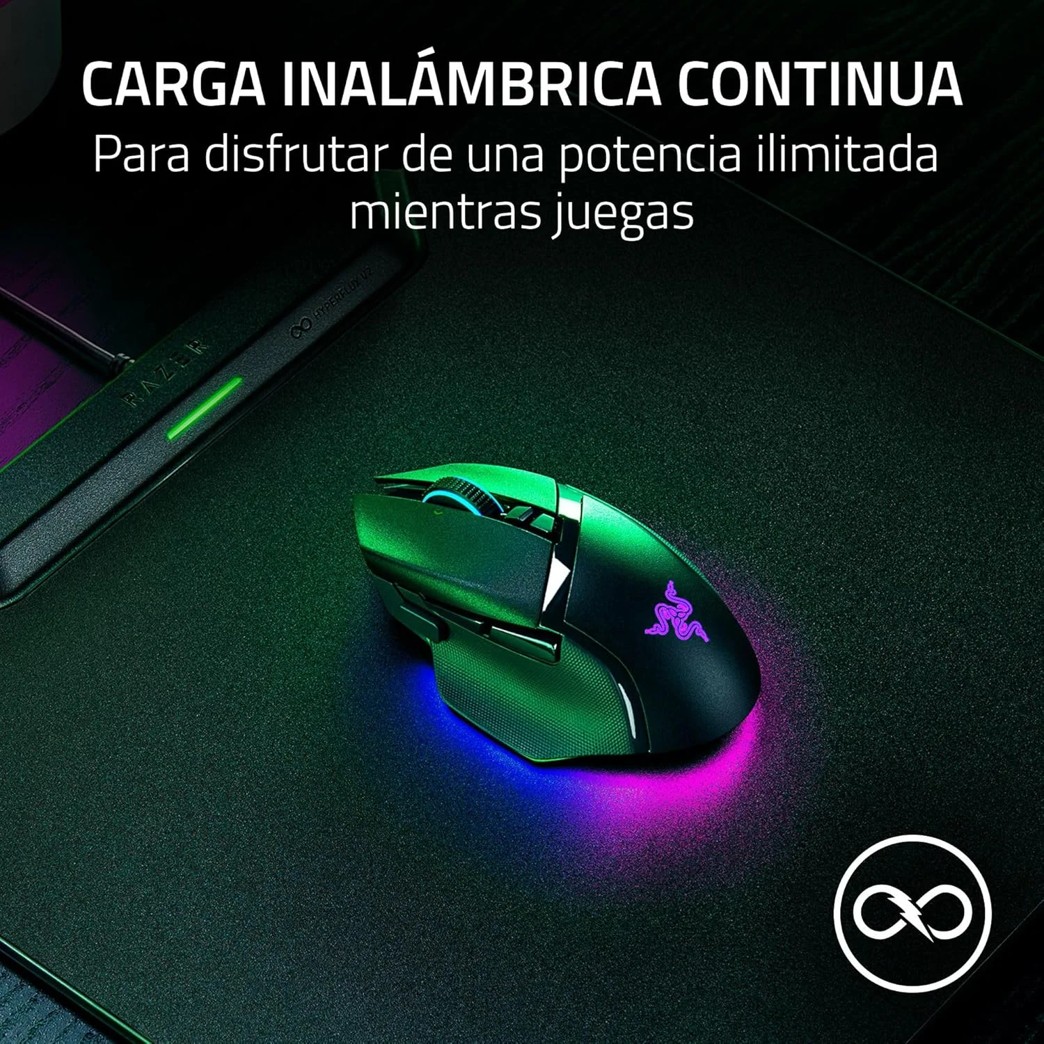 Tapete de rato gaming Razer HyperFlux V2 Hard Edition para carregamento sem fios - Imagem 2