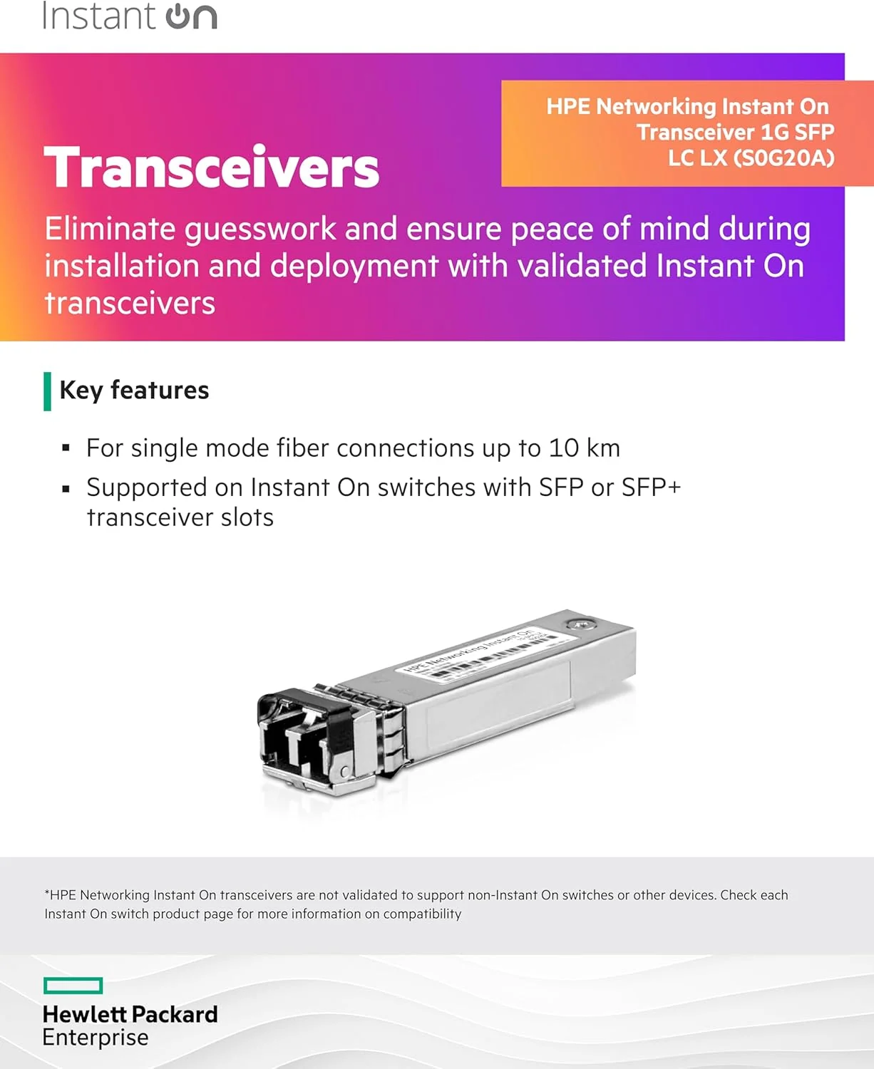 Módulo Transceiver SFP HPE Instant On 1G LX LC 10km Monomodo - Imagem 2
