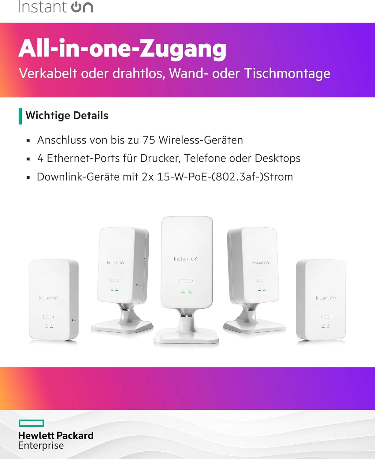 Access Point HPE Aruba Instant On AP22D Wi-Fi 6 dual radio 2x2 com PSU - Imagem 4