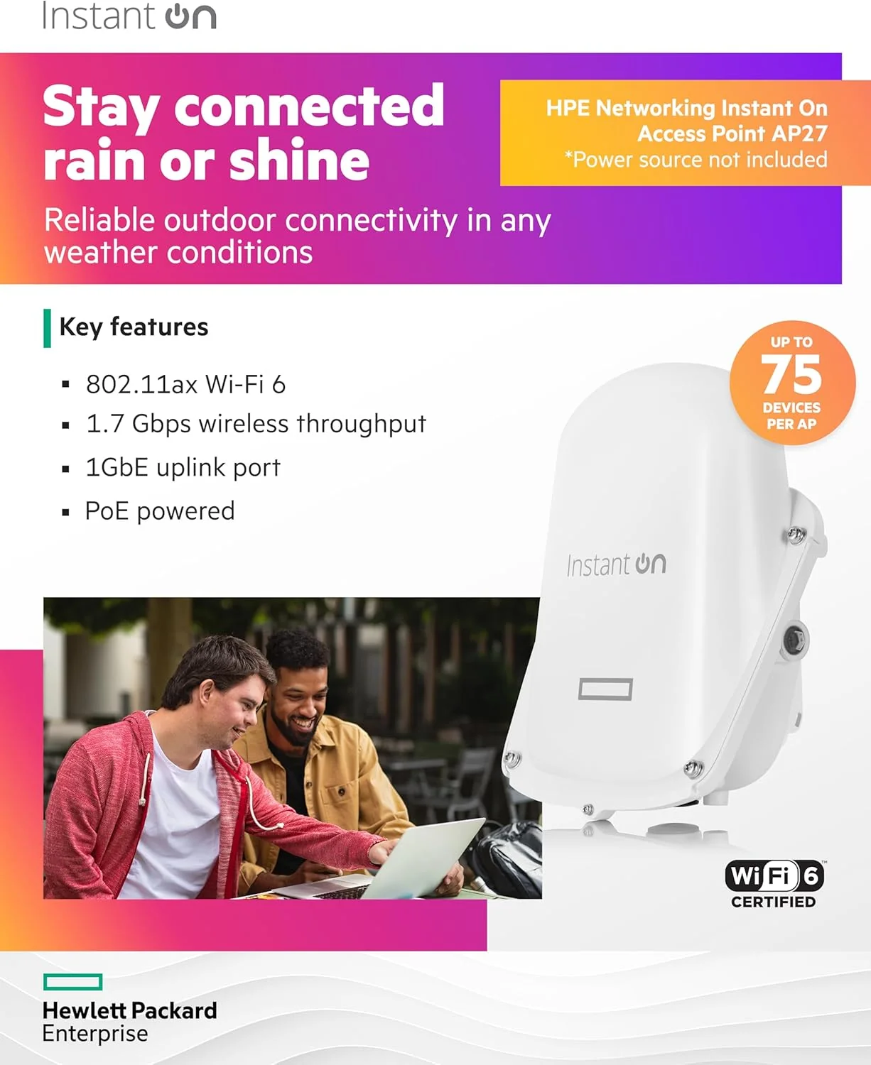 Ponto de Acesso Wi-Fi 6 HPE Aruba Instant On AP27 Outdoor Dual Radio 2x2 - Imagem 3