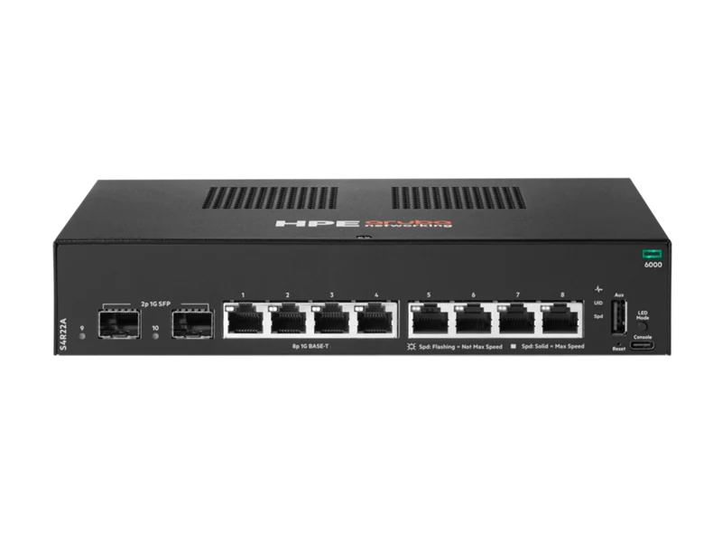 Switch de Rede HPE Aruba Networking CX 6000 8p Gigabit 2 SFP 1G Gerido L3