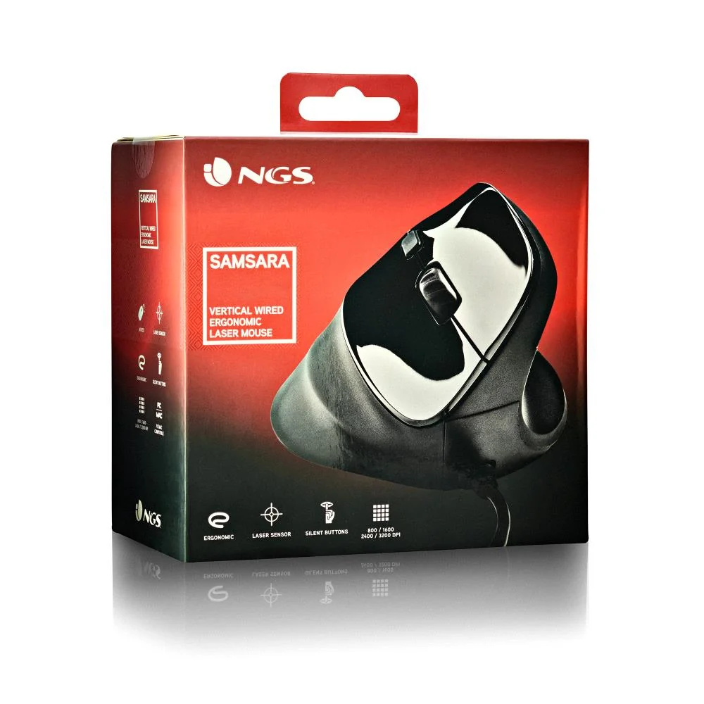 Rato Vertical Ergonomico NGS Samsara com Fios 3200 DPI Laser 5 Botoes Silencioso - Imagem 6