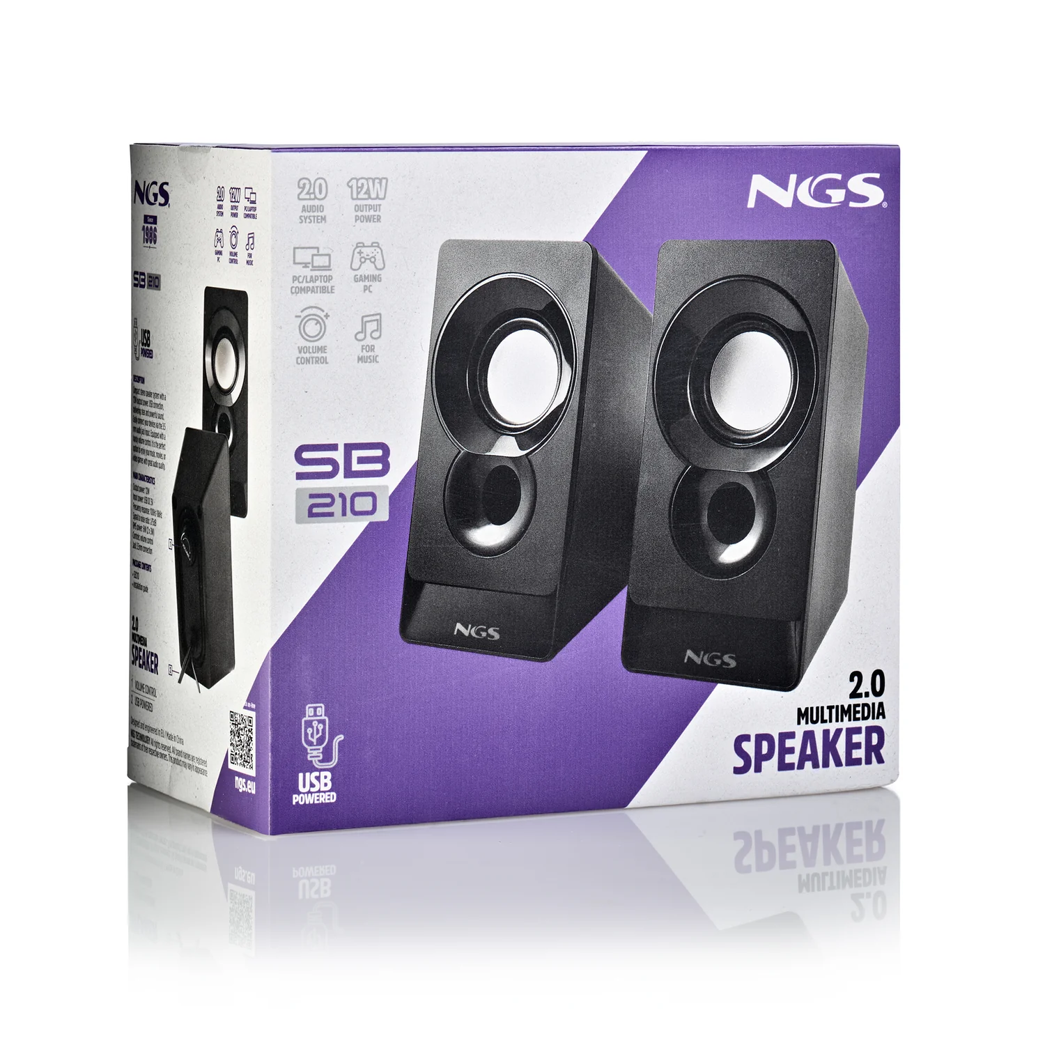 Colunas de som NGS SB210 estéreo 2.0 6W RMS USB com controlo volume preto - Imagem 6