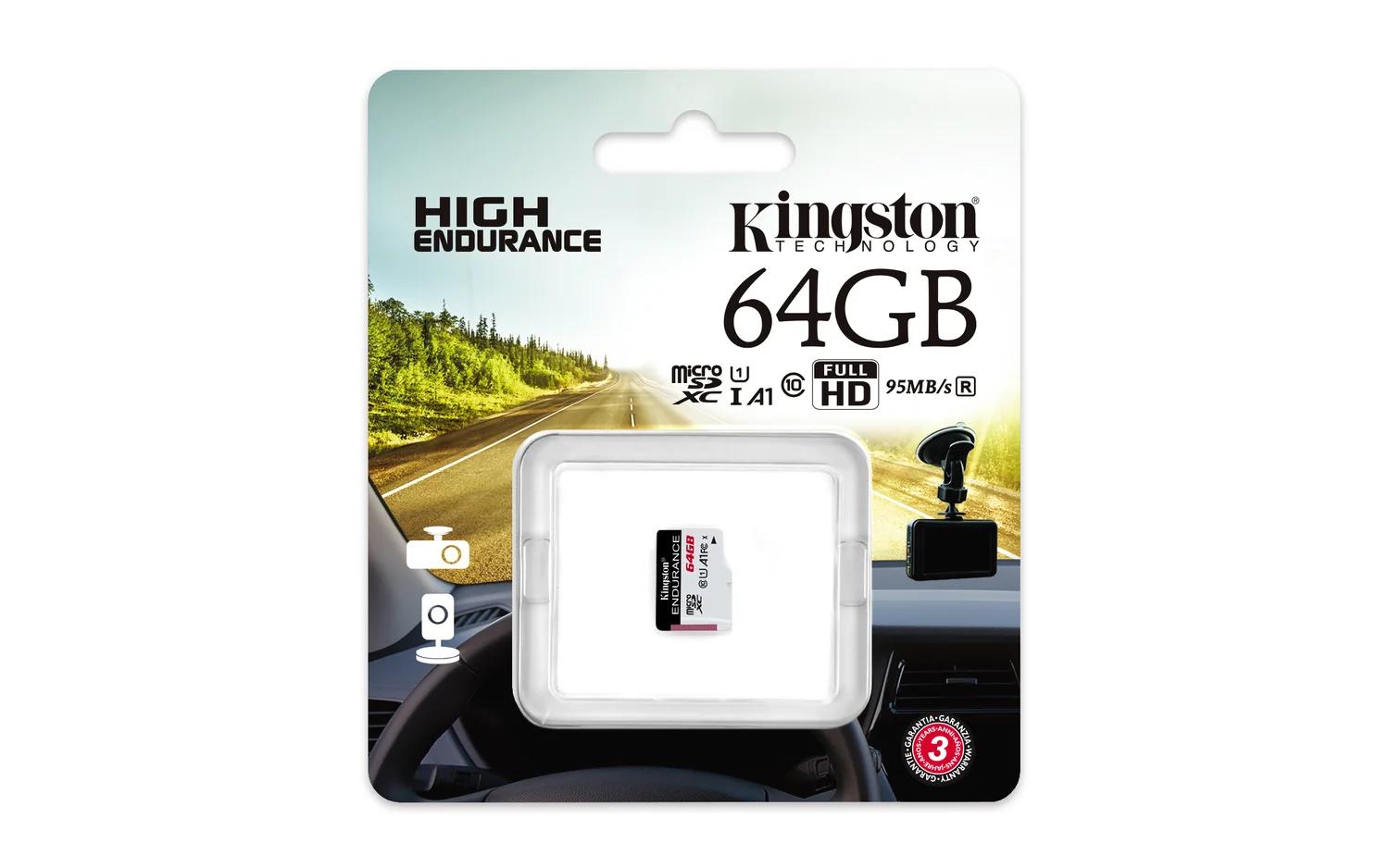Cartão de memória microSD Kingston High Endurance 64GB UHS-I U1 Classe 10 - Imagem 3