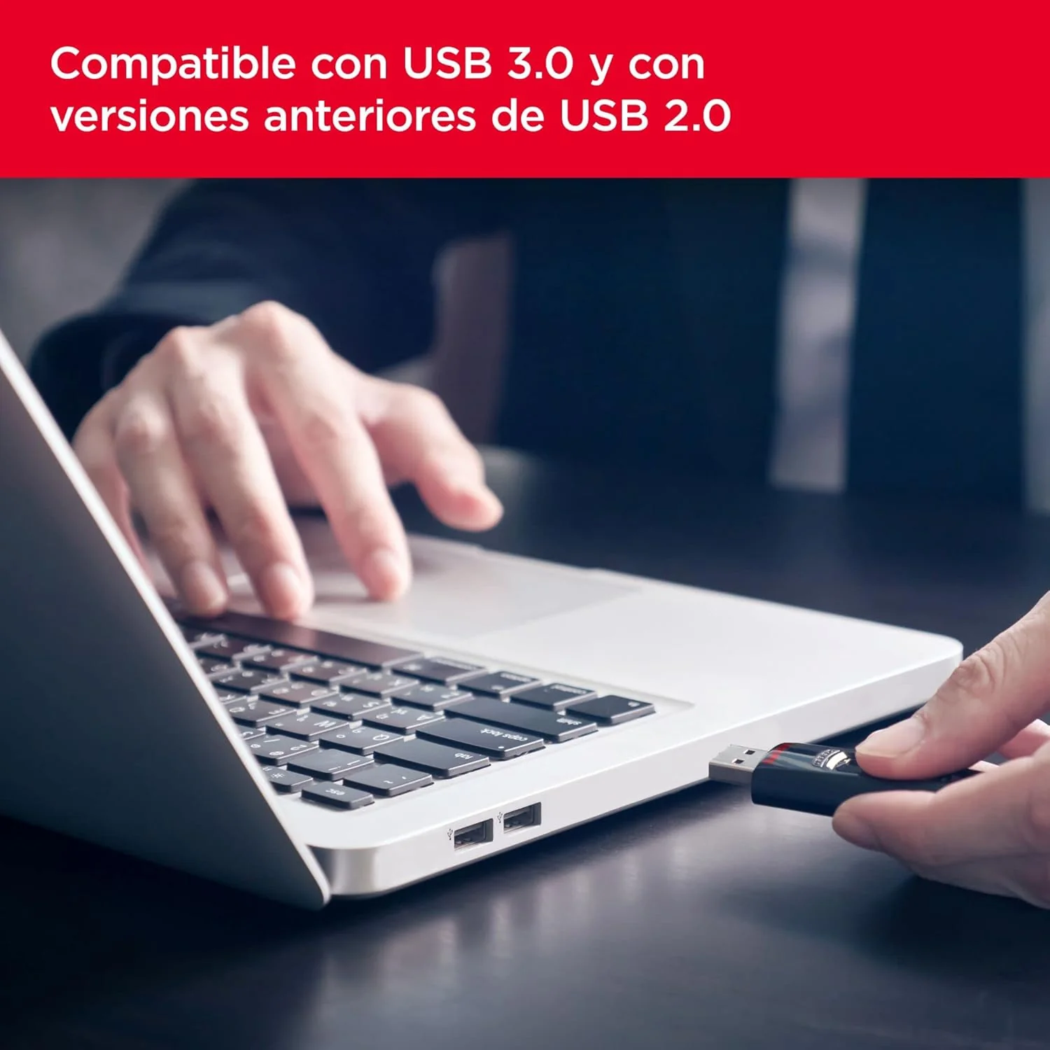 Pen USB SanDisk Ultra 128GB USB 3.0 100MB/s slide preta com AES 128-bit - Imagem 4