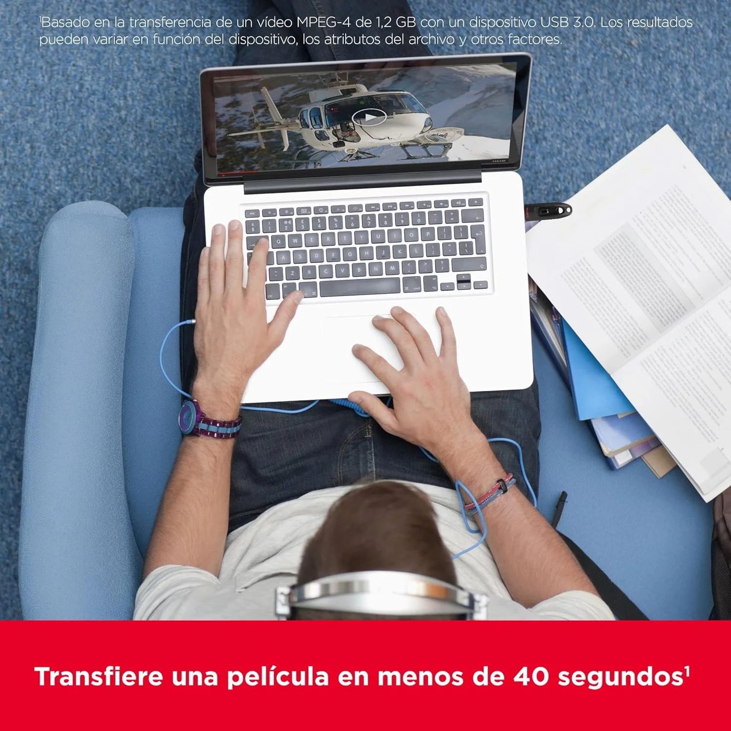 Pen USB SanDisk Ultra 128GB USB 3.0 100MB/s slide preta com AES 128-bit - Imagem 3