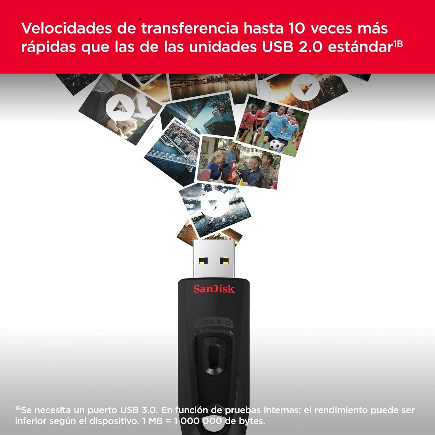 Pen USB SanDisk Ultra 256GB USB 3.0 100MB/s slide preta com AES 128-bit - Imagem 2