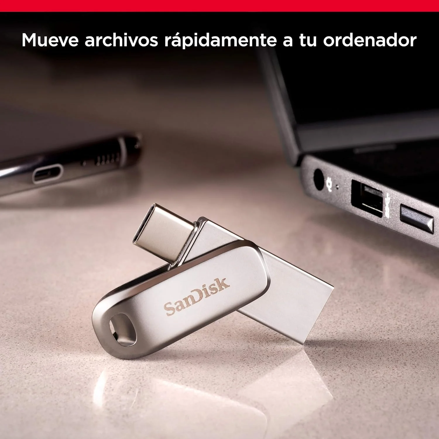 Pen USB SanDisk Ultra Dual Drive Luxe 32GB USB Type-A e Type-C metálica 150MB/s - Imagem 4