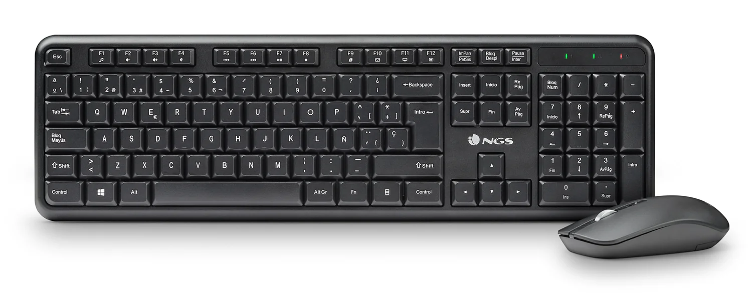 Conjunto de Teclado e Rato Sem Fios NGS Serenity Kit QWERTY PT Silencioso com 12 Teclas Multimédia | Preto - Imagem 2