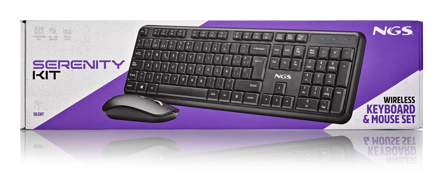 Conjunto de Teclado e Rato Sem Fios NGS Serenity Kit QWERTY PT Silencioso com 12 Teclas Multimédia | Preto - Imagem 6